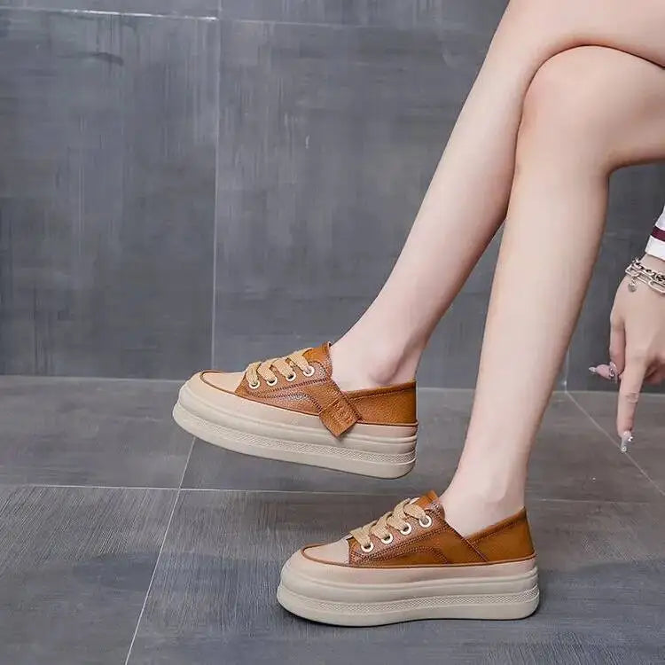 2025 New Women's Shoes Platform Sneakers Walking Fashion Lace-up High Quality Comfortable Women Running Shoe