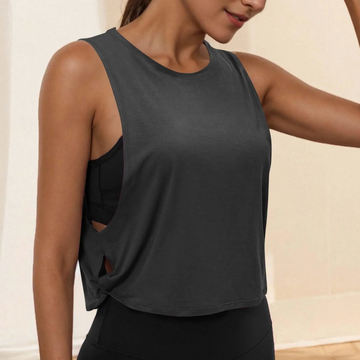 Women Sleeveless Yoga Top Breathable Gym Vest Tank Crop Top Running Tee