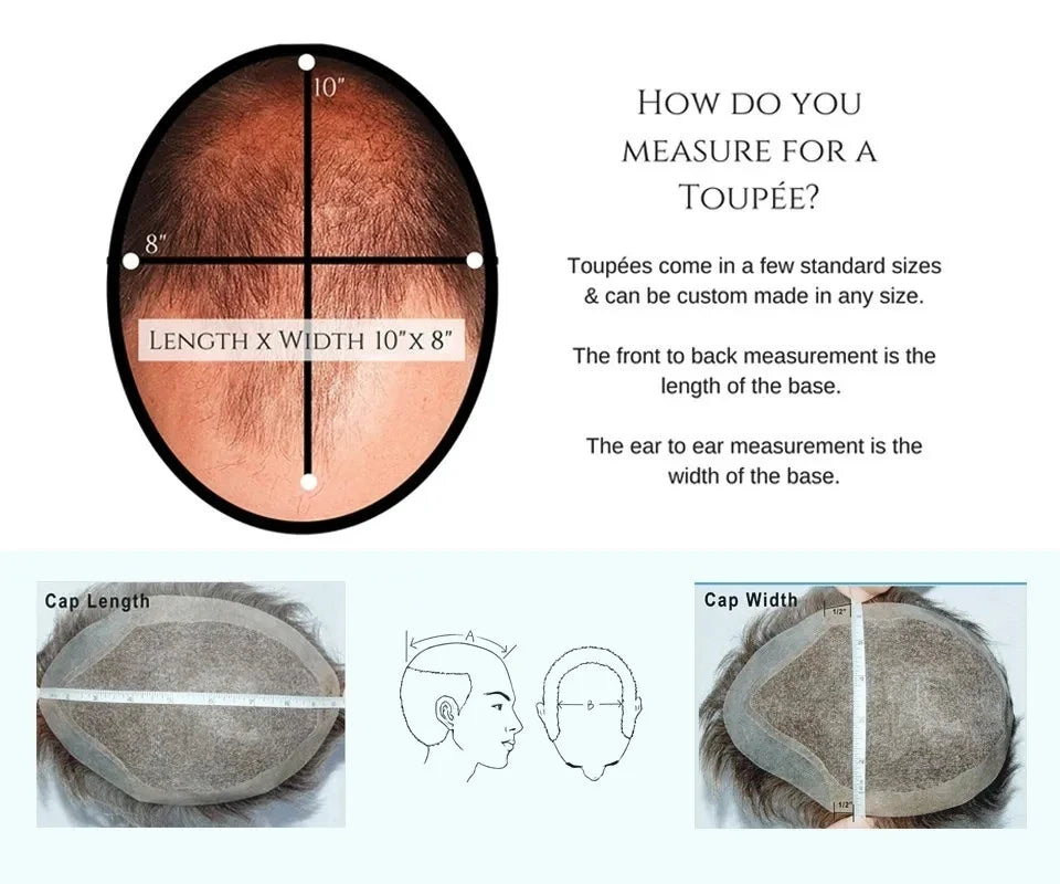 0.02mm Super Ultra Thin Skin 80% Density Natural Hairline Men Toupee Blonde Brown Grey Human Hair Undetected Capillary Prosthesi