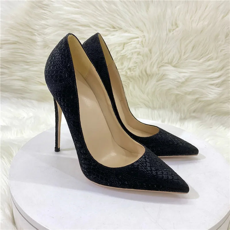Snake Pattern Thin High Heels Women 8CM 10CM 12CM Elegant Shallow Mouth Party Dress Shoes Brand Lady Shoes Office Woman Pumps