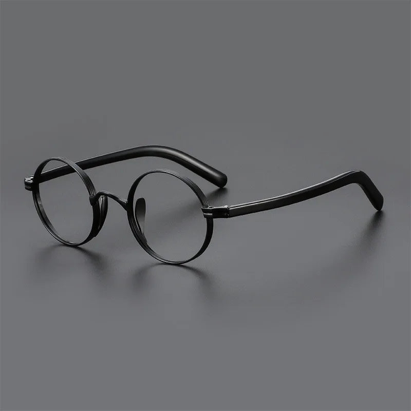 Vintage Wide Edge Alloy Glasses Frame for Men and Women High Quality Optical Acetate Leg Small Round Eyeglasses BAZAARHUBO