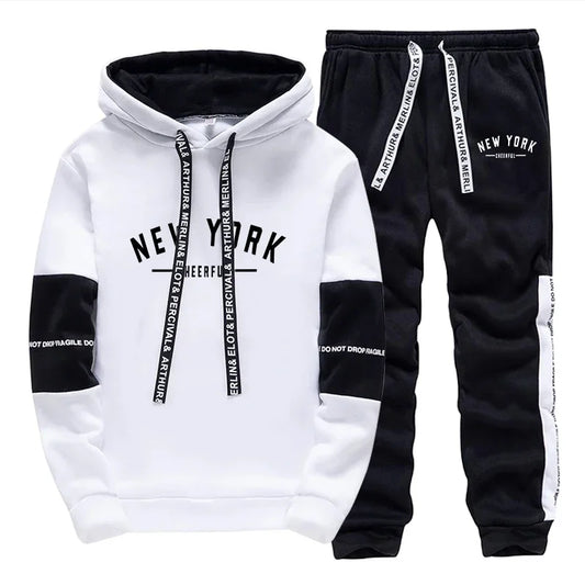 Mens Tracksuit Daily Casual Hooded Sweatshirts Outdoors Sports Jogging Man Clothes Print Urban Streets Single Piece Hoodie Pants