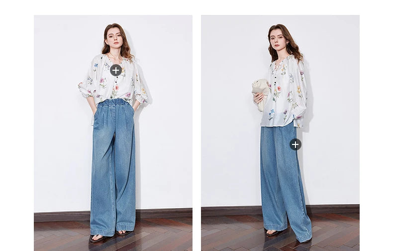 TOYOUTH Women Blouse Shirt 2025 Spring New Linen Floral Printed Velvet Casual Pullover Tops