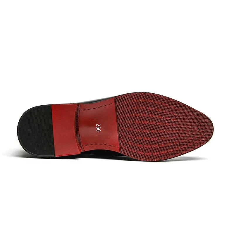 Chelsea Boots for Men Red Sole Pu Ankle Business Round Toe Slip-On Mens Boots Size 38-46 Men Shoes