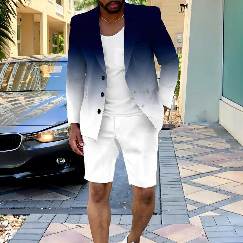 2026 Mens Clothing Summer Single-Breasted Outfits Men Business Office Short Pants Suit Fashion Casual Long Sleeve Two Piece Sets