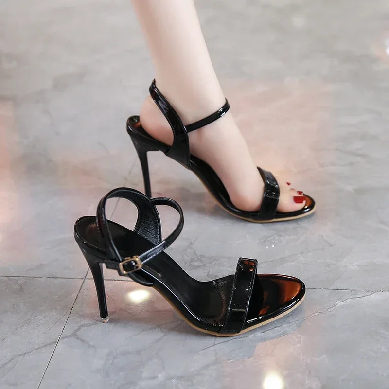 Large Size 45 Women's Sandals 2025 Summer High Heels Fashion Open Toe Sandals Buckle Party Shoes Sexy Thin Heels Wedding Shoes