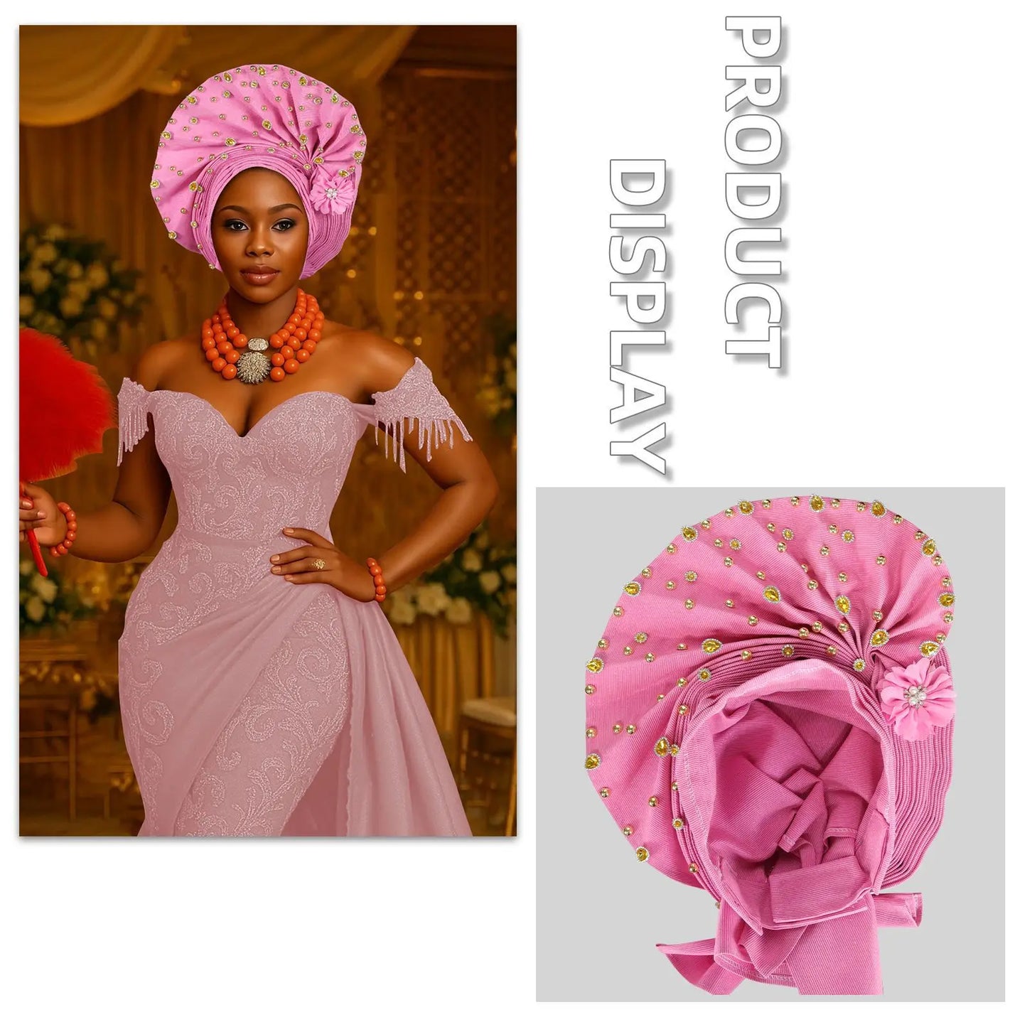 Luxury African Headscarf Wedding Party Auto Gele Headties Already Made Turban Cap for Women Nigeria Bonnet Hijab Head Wrap Hat
