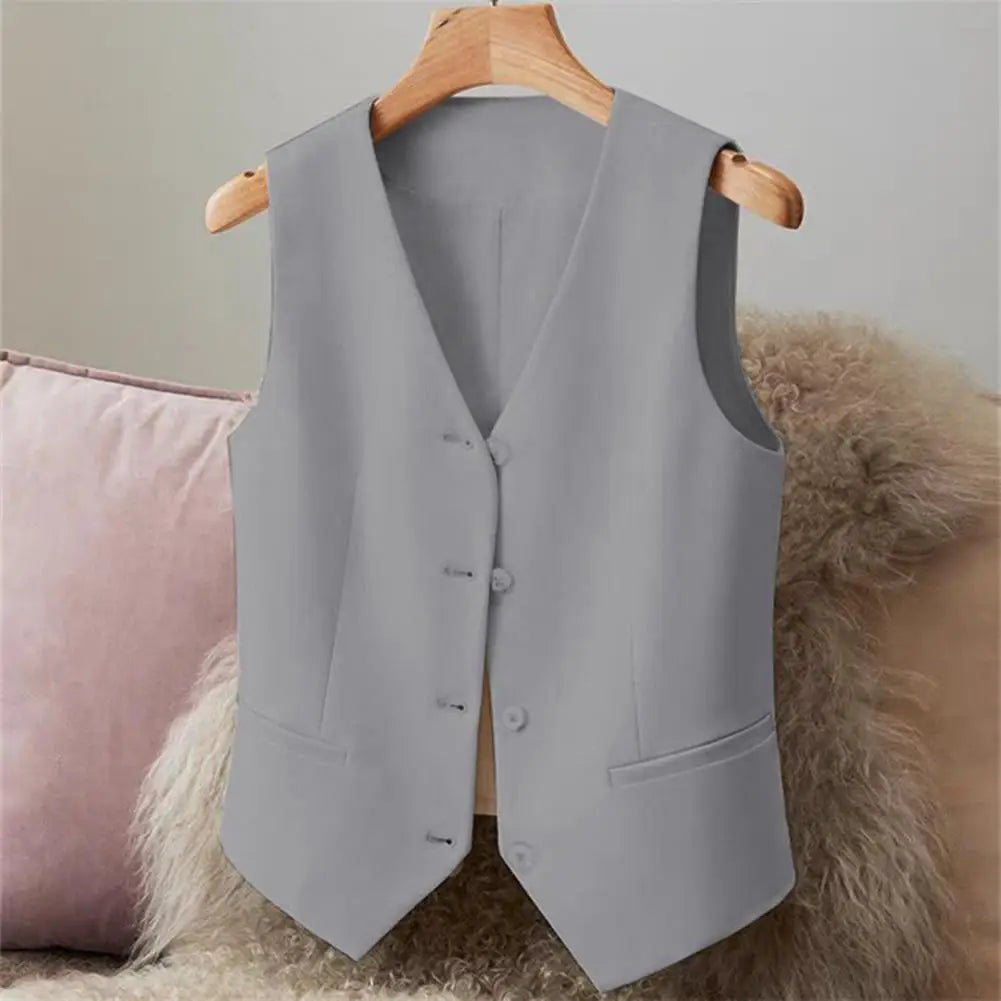 Women Fashion Vest Solid Single Breasted Waistcoats Vest Vintage Jackets Female Chic Lady Tank Tops Sleeveless Vests For Women