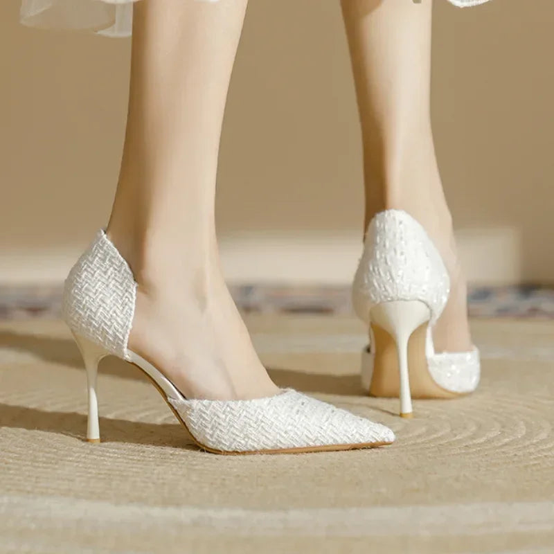 Women's Fashion High Heels Autumn New Thin Heel Pointed Temperament Simple Hollow Temperament Single Shoes