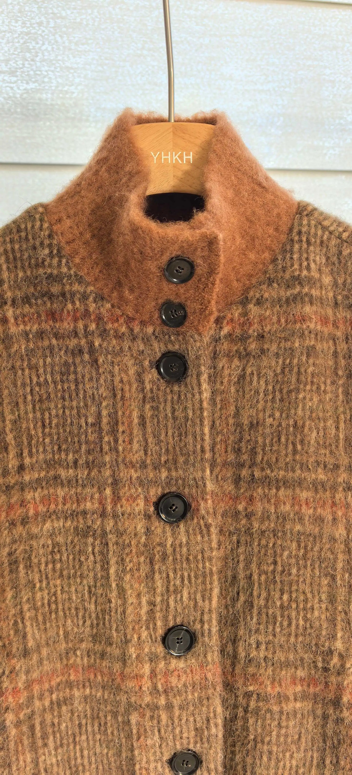 26 Spring New Arrival Women's Vintage Plaid Wool Blend Stand Collar Jacket