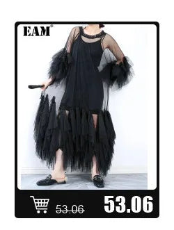 [EAM] High Elastic Waist Black Pleated Long Wide Leg Trousers New Loose Fit Pants Women Fashion Tide Spring Summer 2026 1U320