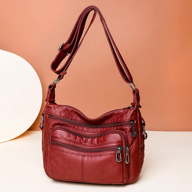 Women Bag 2023 New Fashion Middle-aged Handbag Multi-pocket Practical Messenger Vintage Shoulder Bag Hobos Trend Crossbody Pack