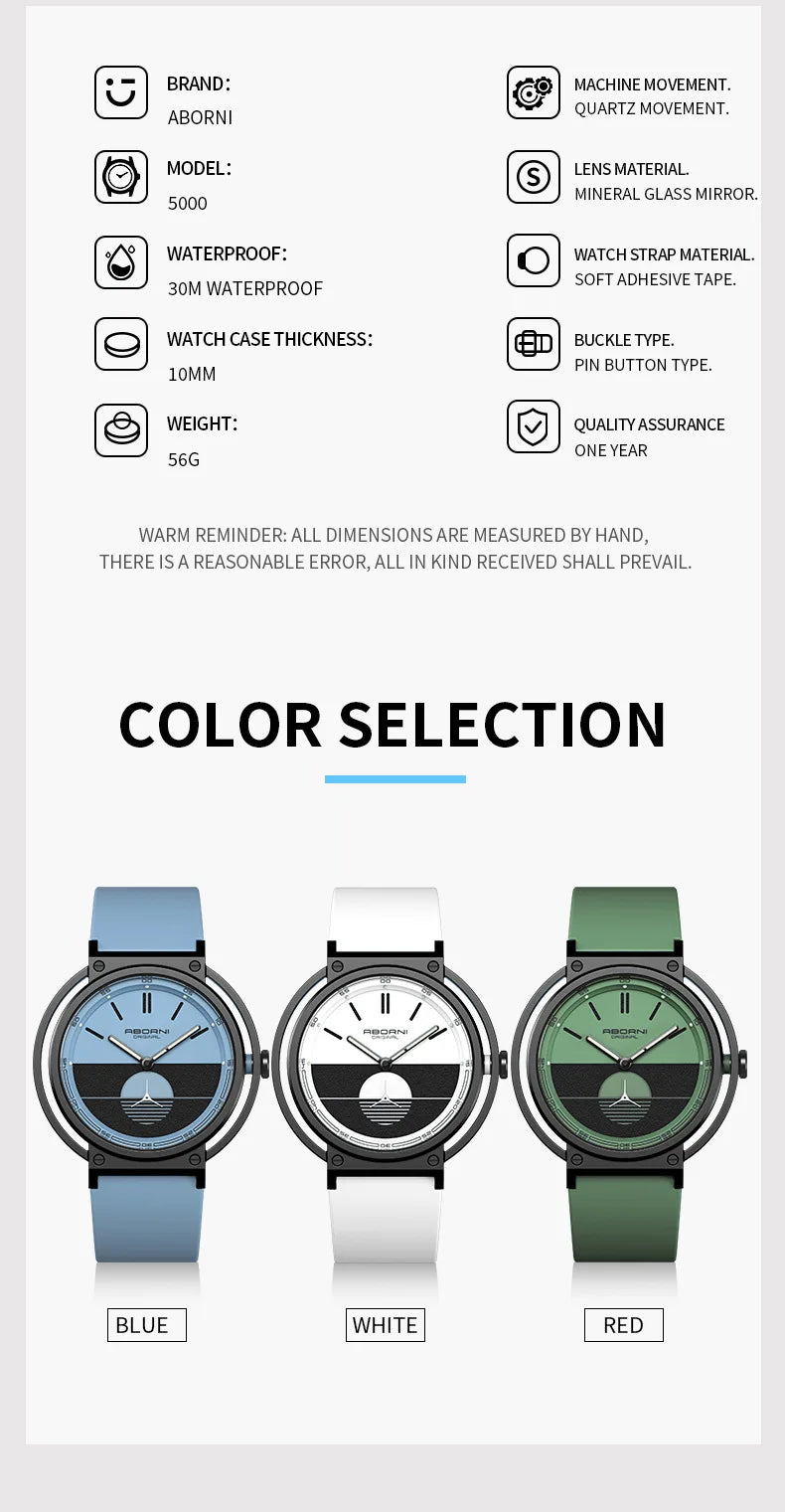 ABORNI Top Luxury Brand Quartz Watch Men Silicone Strap Military Watches Waterproof Fashion Male Wristwatch Relogio Masculino