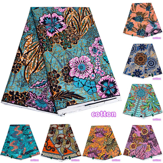 African Wax Print Fabric – 100% Cotton Ankara with Gold Foil Shimmer, 6 Yards/Roll, for Dresses, Headwraps & Fashion Garments