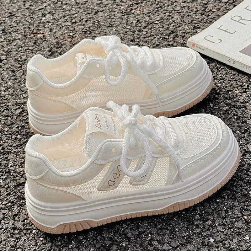 2025 New Summer Women's Fashion Sneakers Small White Casual Breathable Mesh Rubber Surface Vulcanized Shoes Zapatos De Mujer