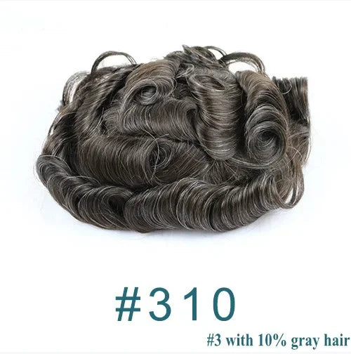 80%Density Natural Hairline 0.02mm Ultra Thin Skin Invisible Mens Toupee Brown Blonde Grey Human Hair Capillary Prosthesi System