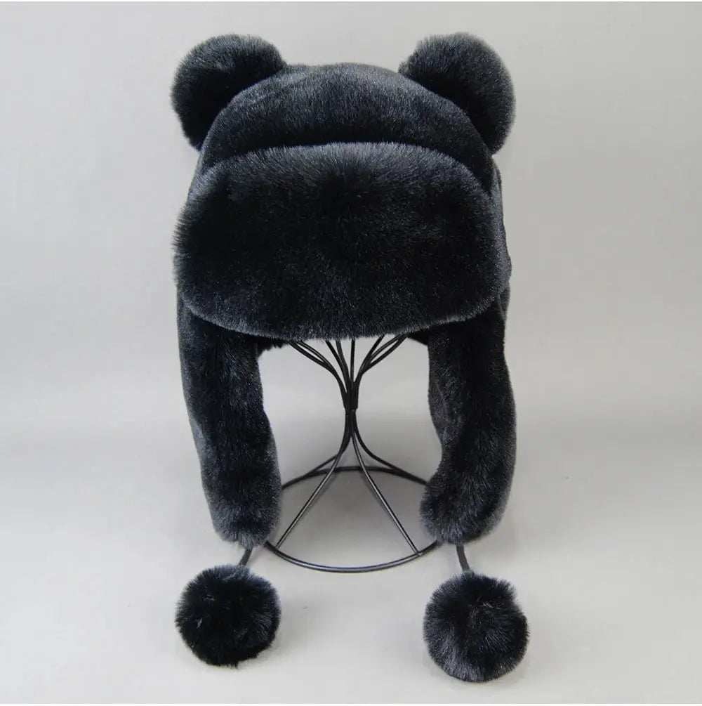 2026  Winter False Rex Rabbit Fur Bomber Hat Ushanka Cap Trapper Russian Artificial Hats Unisex False Rex Rabbit Fur Cap BAZAARHUBO