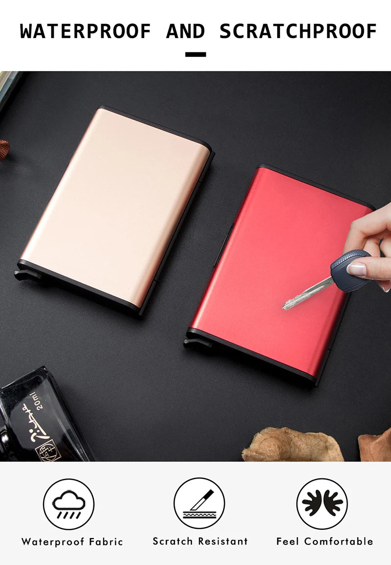 2023 Rfid Credit Card Holder Men Minimalist Coin Wallets Pop Up Metal Id Bank Cardholder Case Identification Card Holder Folders