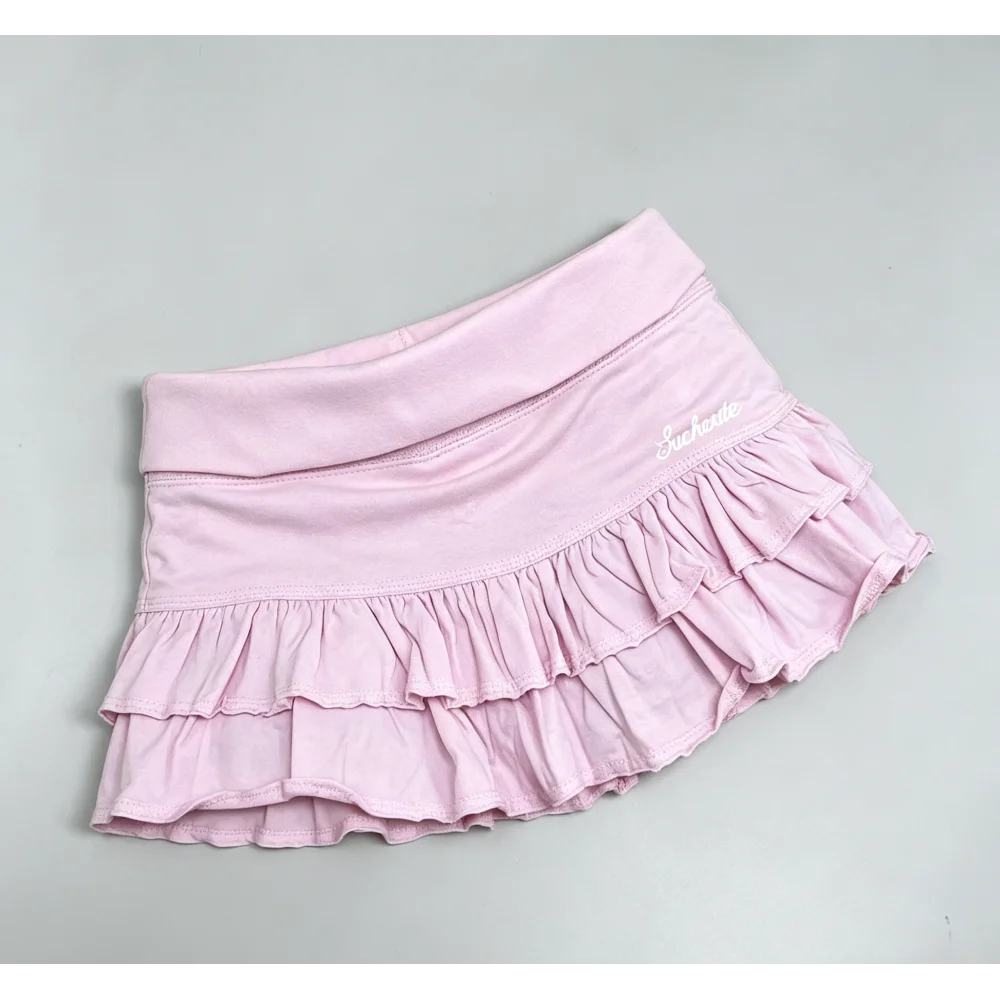 European and American style sexy low waist small letter embroidered ruffle edge skirt, sweet and spicy girl sports cake skirt
