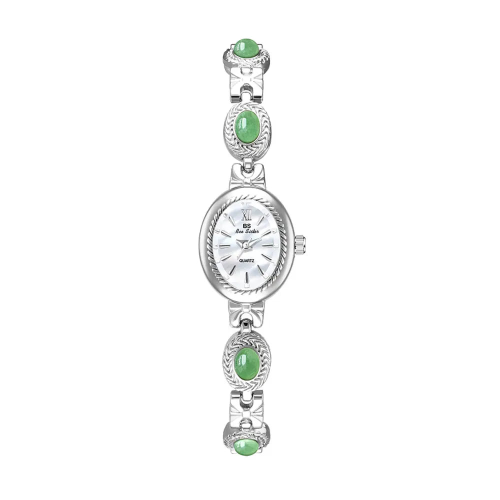 Elegant Women's Watch Jade Bracelet Small Clock Fashion Quartz Watches Luxury Golden Wristwatch Gifts For Women Original Brand