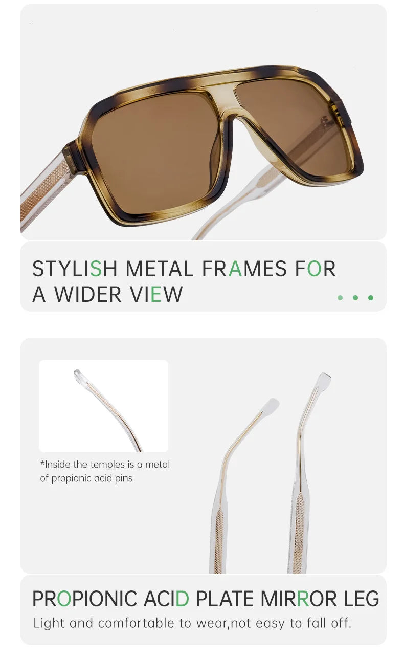 Retro Pilot Men Sunglasses Fashion Clear Gradient Shades UV400 Women Luxury Square Sun Glasses BAZAARHUBO