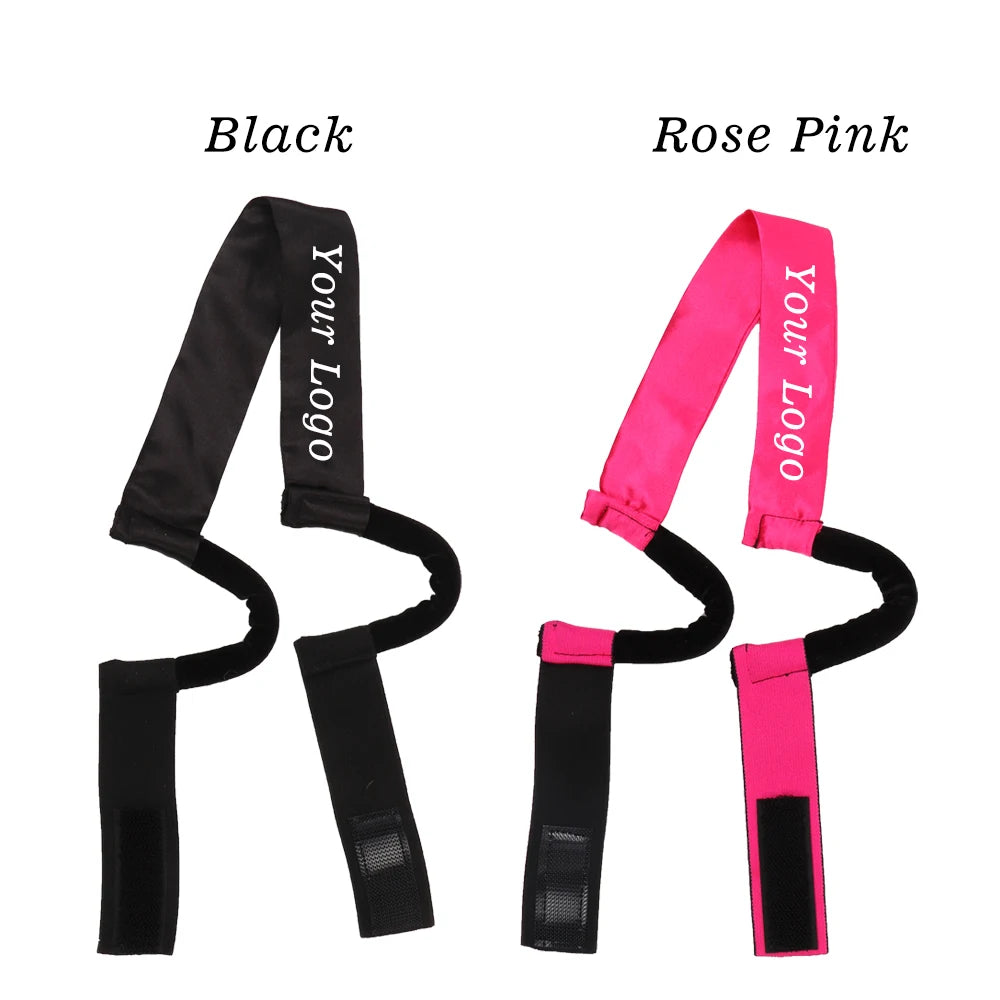 Custom Logo Reusable Satin Elastic Wig Band C Shaped Lace Melting Band Edge Control Painless Adjustable Band Hair Styling Tools