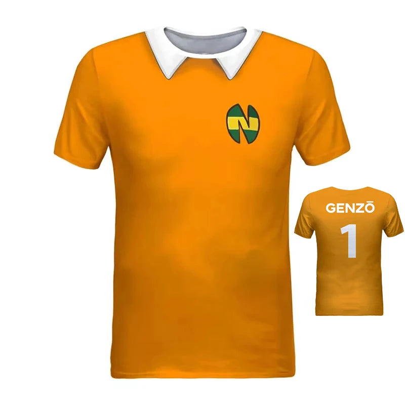 Captain Tsubasa Nankatsu School Soccer Jersey Benji Price T-Shirt Ozora Tsubasa Cosplay Orange Football Shirt