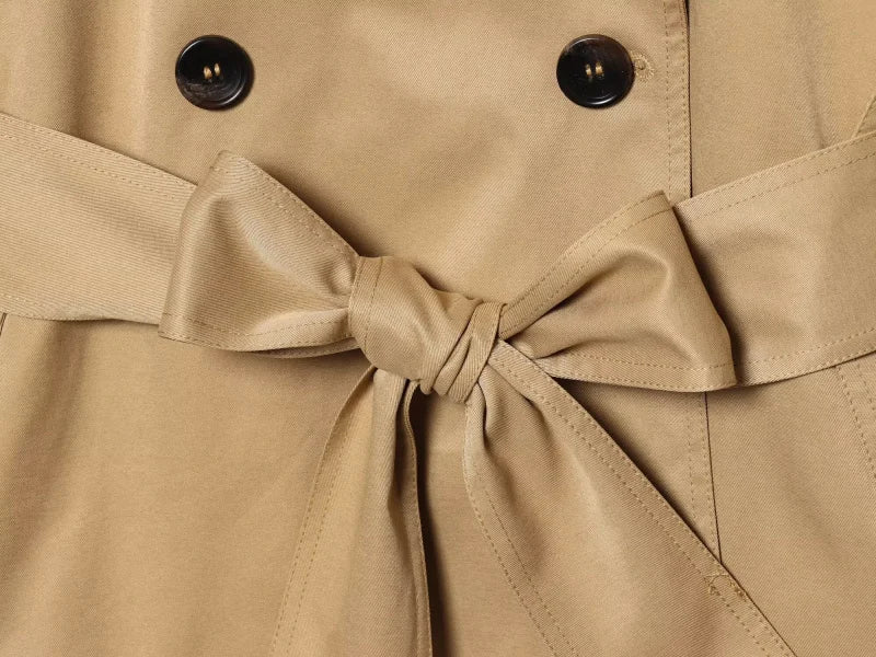ETJ Autumn 2025 new collection  women's British style lapel double-breasted Maillard color belt casual trench coat