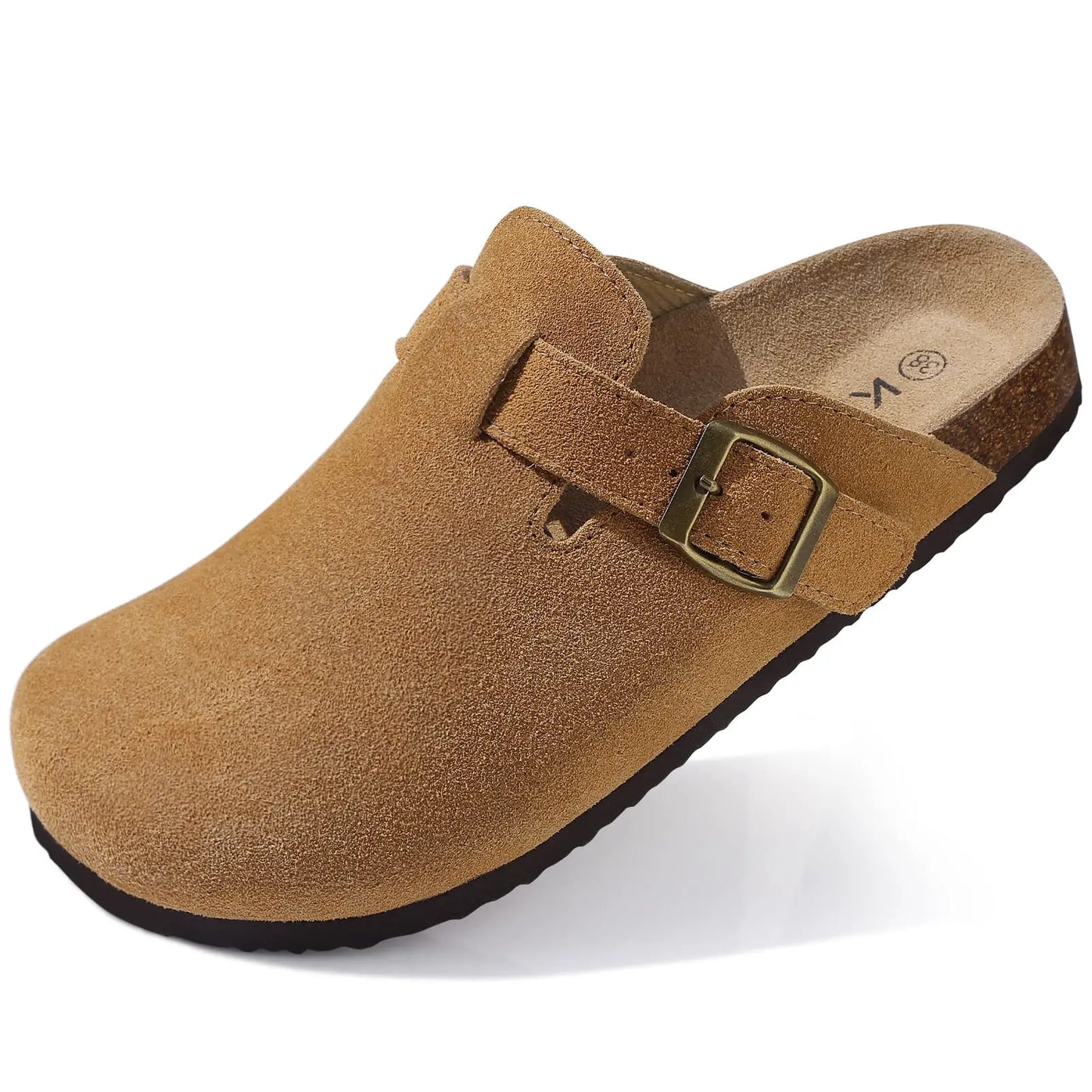 Evshine Men' s Cork Suede Mules with Arch Support Classic Potato Shoes Cozy Cork Footbed Clogs Slippers Men Fashion Beach Sandal