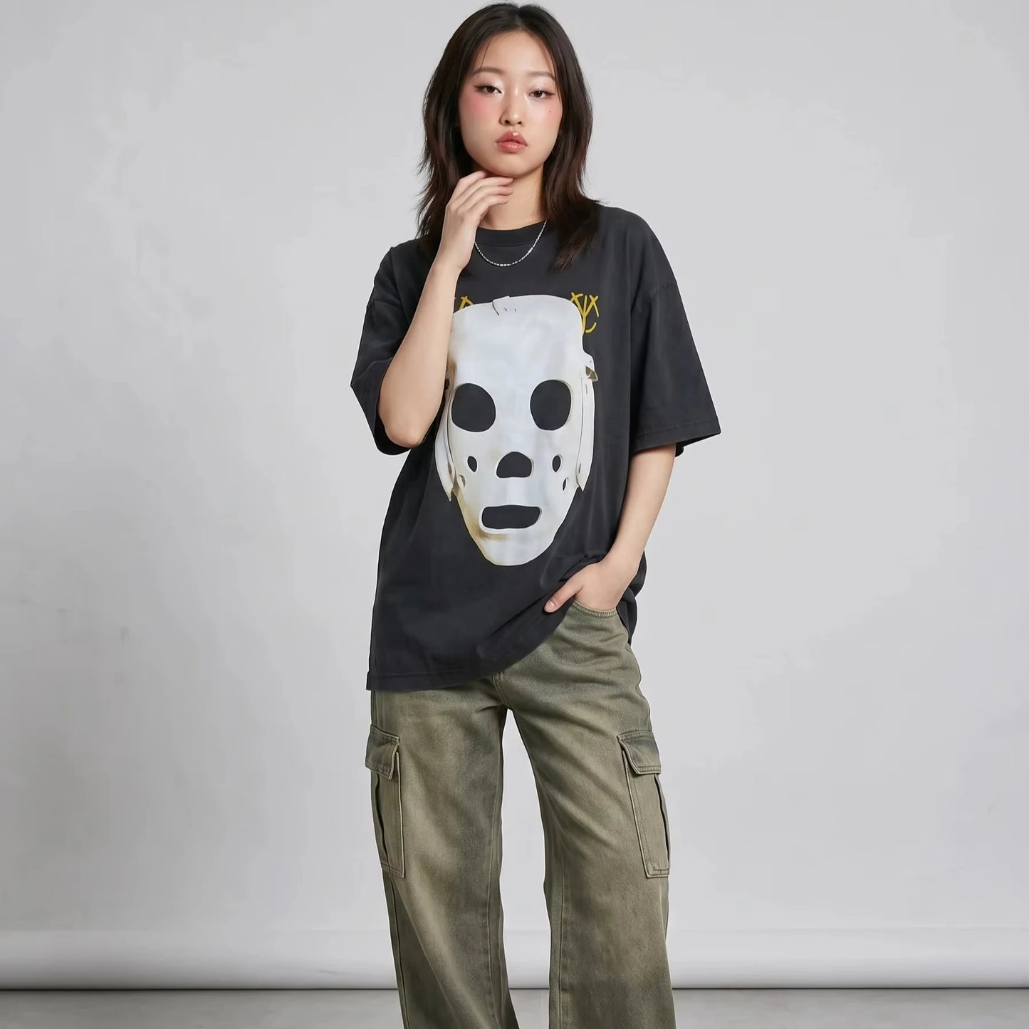 BTS Jungkook Same Style Mask Graphic Unisex 100%Cotton Shirt 2026 Kpop Arirang Album Summer New Men's Women's Streetwear Tshirt