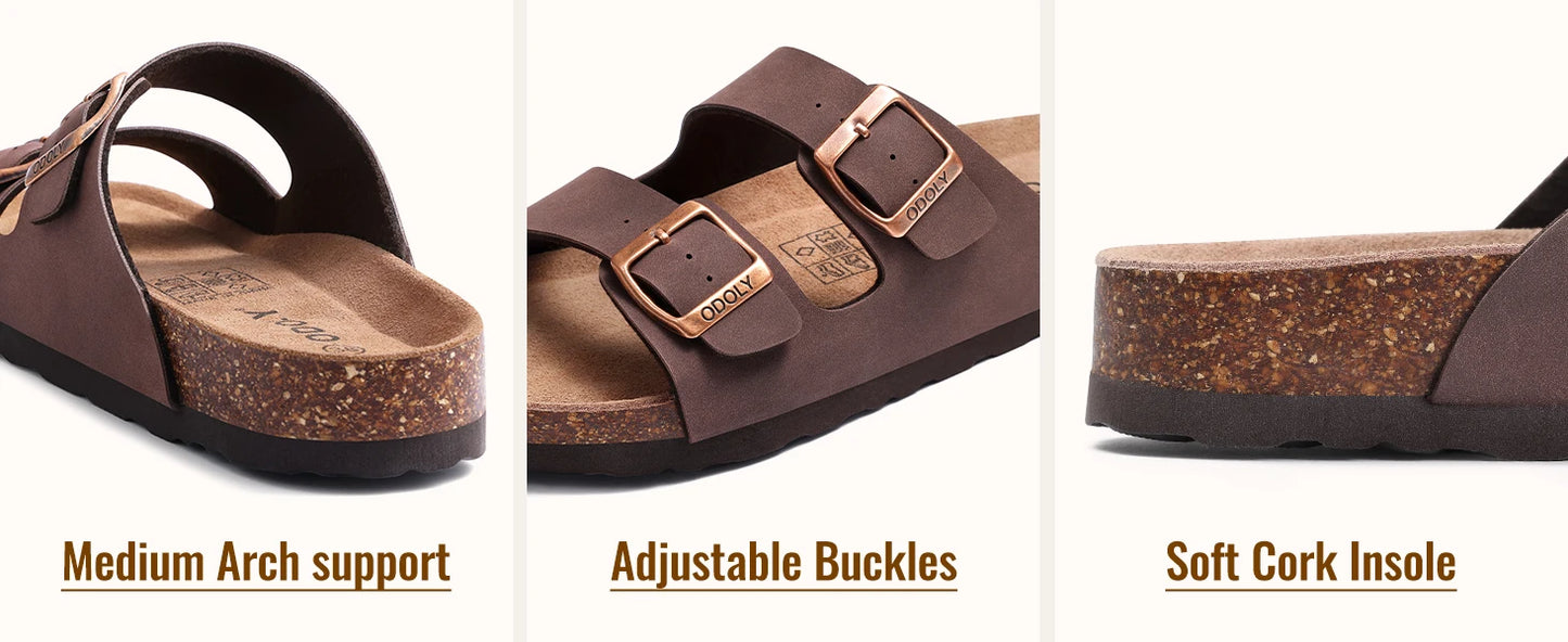 Evshine Men' s Cork Suede Mules with Arch Support Classic Potato Shoes Cozy Cork Footbed Clogs Slippers Men Fashion Beach Sandal
