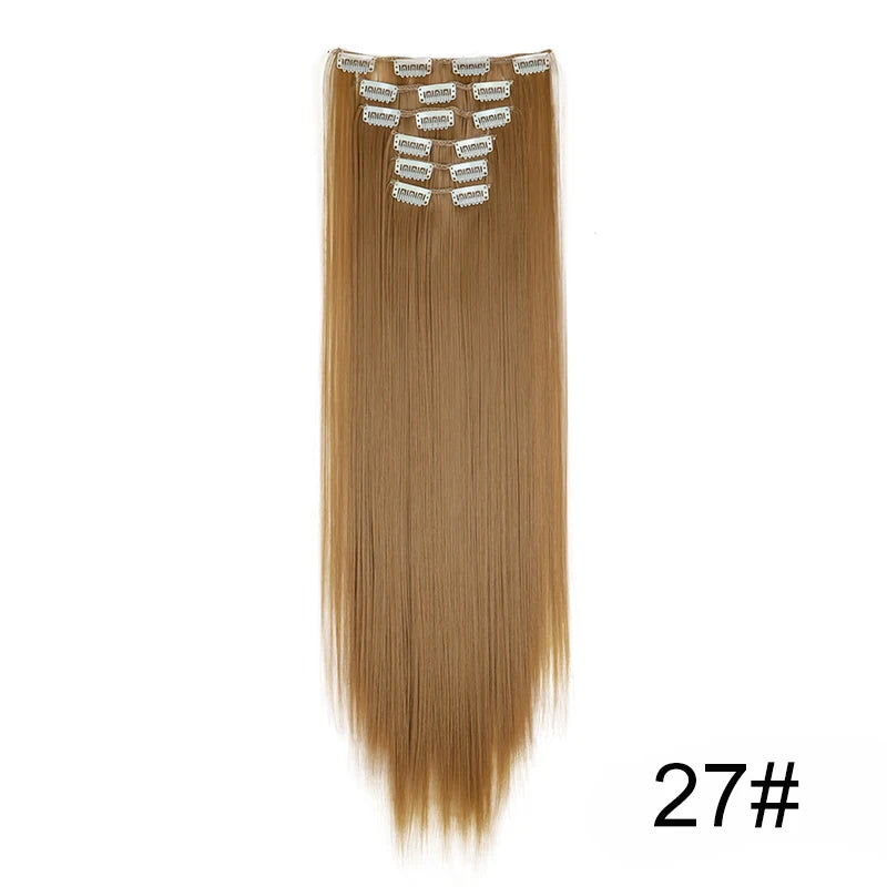 WIGSIN Synthetic 6pcs/set Long Straight Clip-in Hair Extension Invisible Seamless Extension Black Brown Hairpiece for Women