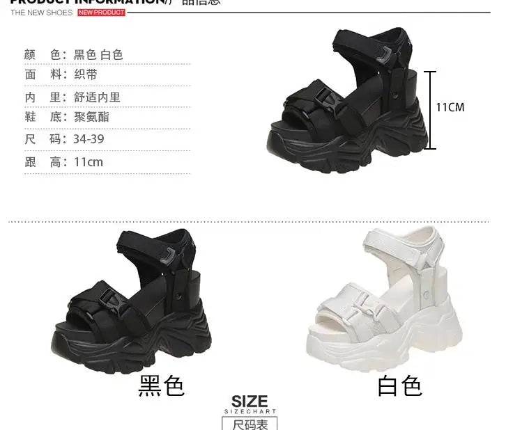 High Heels Sandals Women Shoes New Summer Wedges Height Increasing 11cm Ladies Sandal Platform Chunky Shoes Sandalias Mujer