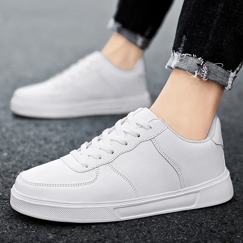 Size 50 Fashion Leather Men White Sneakers Classic Casual Shoes Outdoor Walking Shoes Couple Footwear Oversized 49 Board shoes