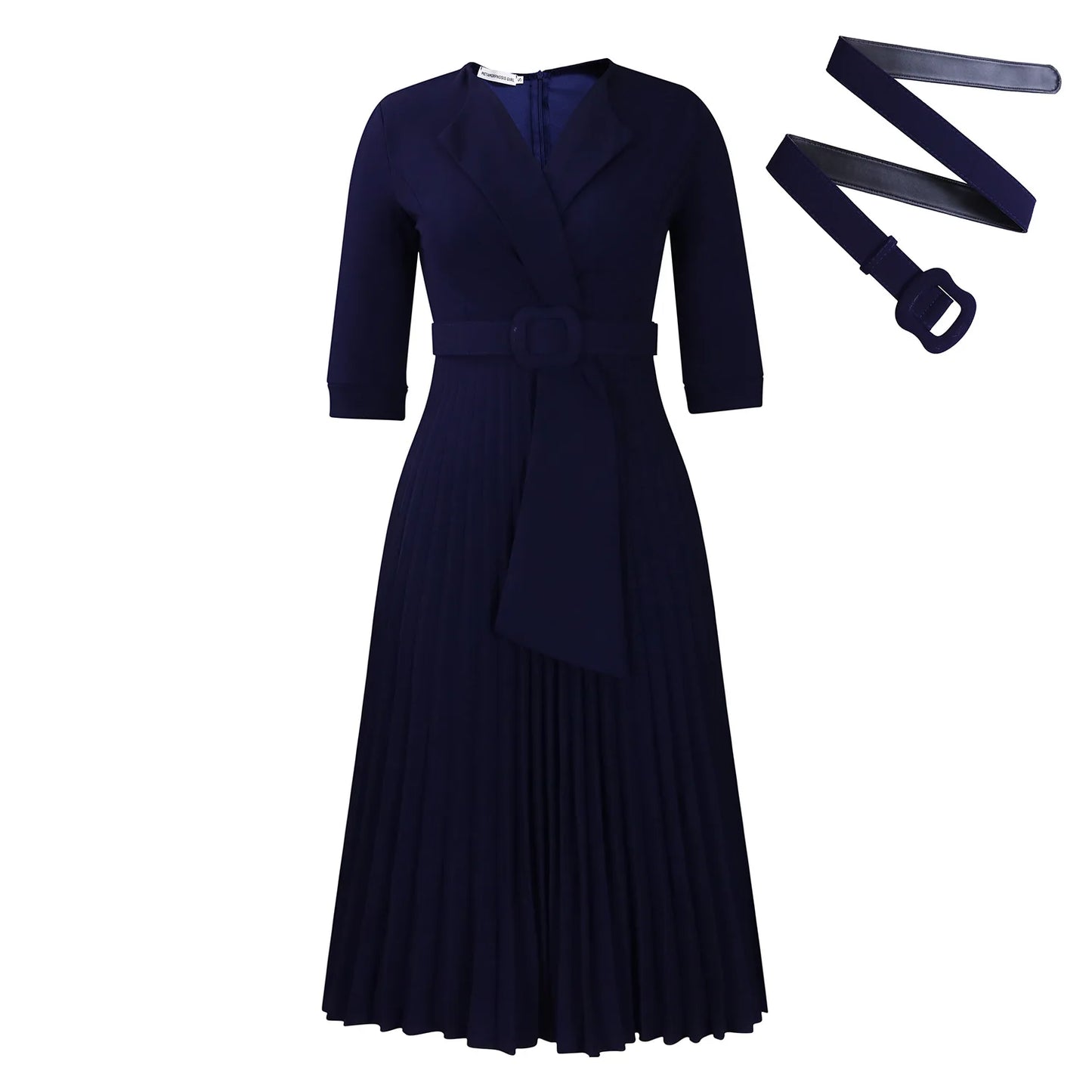 New Dashiki African Dresses for Women Spring Autumn Elegant Half Sleeve V-neck Pleated OL Style Midi Dress African Clothes Femme