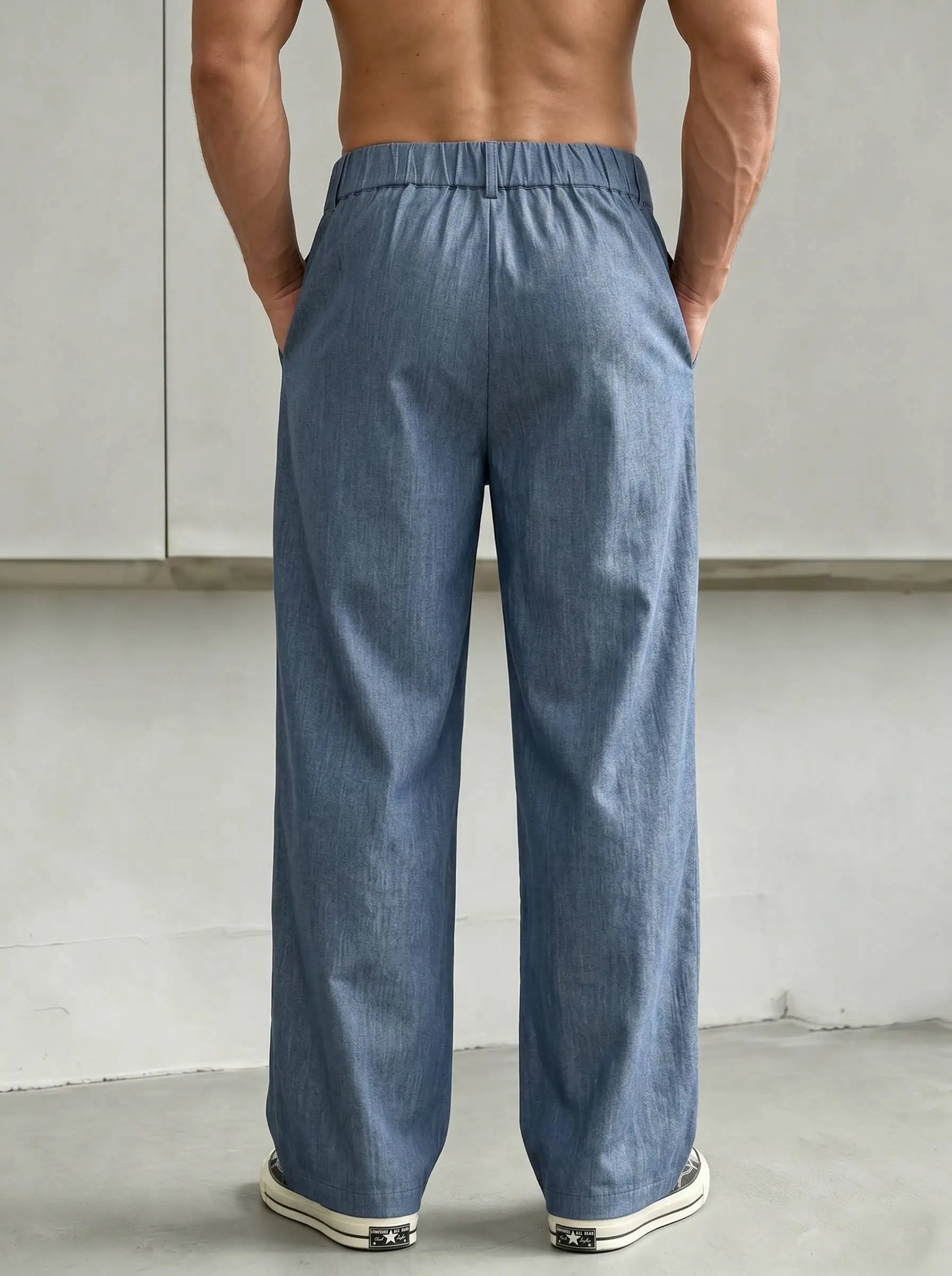 Men's Summer Thin Wide Leg Casual Pants, Textured Versatile Commuter Trousers