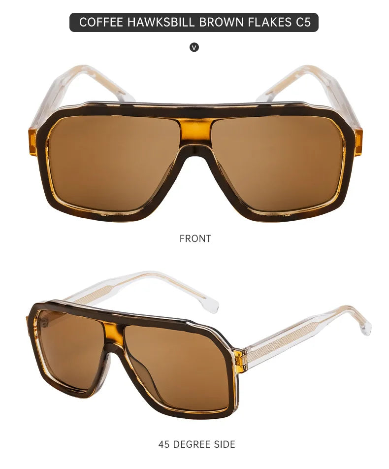 Retro Pilot Men Sunglasses Fashion Clear Gradient Shades UV400 Women Luxury Square Sun Glasses BAZAARHUBO