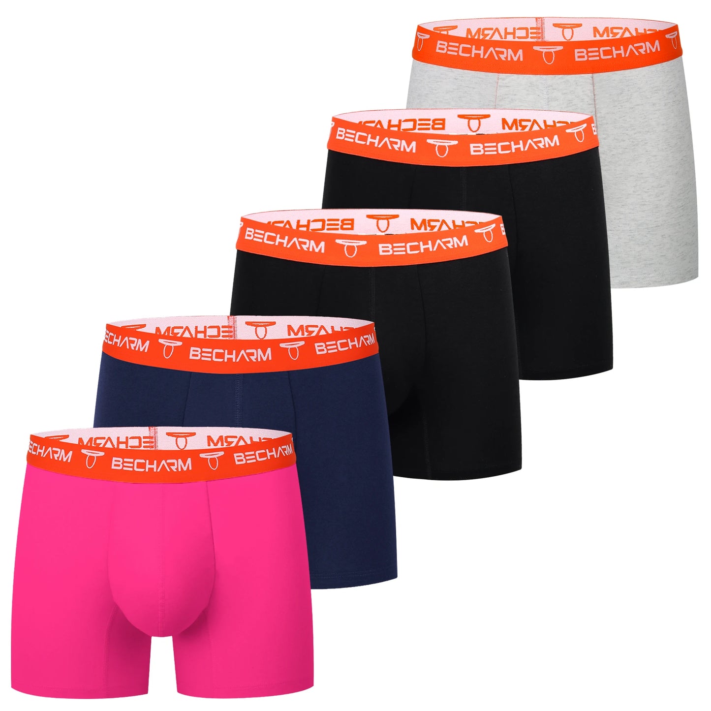 Mens Short Leg Underwear Soft Breathable Cotton Boxer Briefs Man 5 Pack Multicolor Trunks Underpants