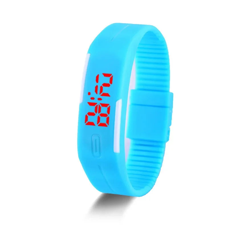 New Digital LED Watches Candy Color Silicone Rubber Touch Screen Digital Watches Women Men Children Bracelet Sports Wrist Watch