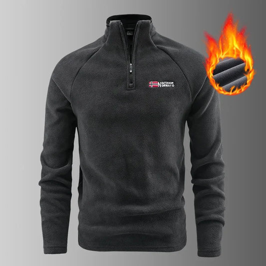 Men's Norway Style Fleece Jacket Base Shirt Half Zip Sweatshirt Inner Spring Autumn New Model Cross-Border Clothing