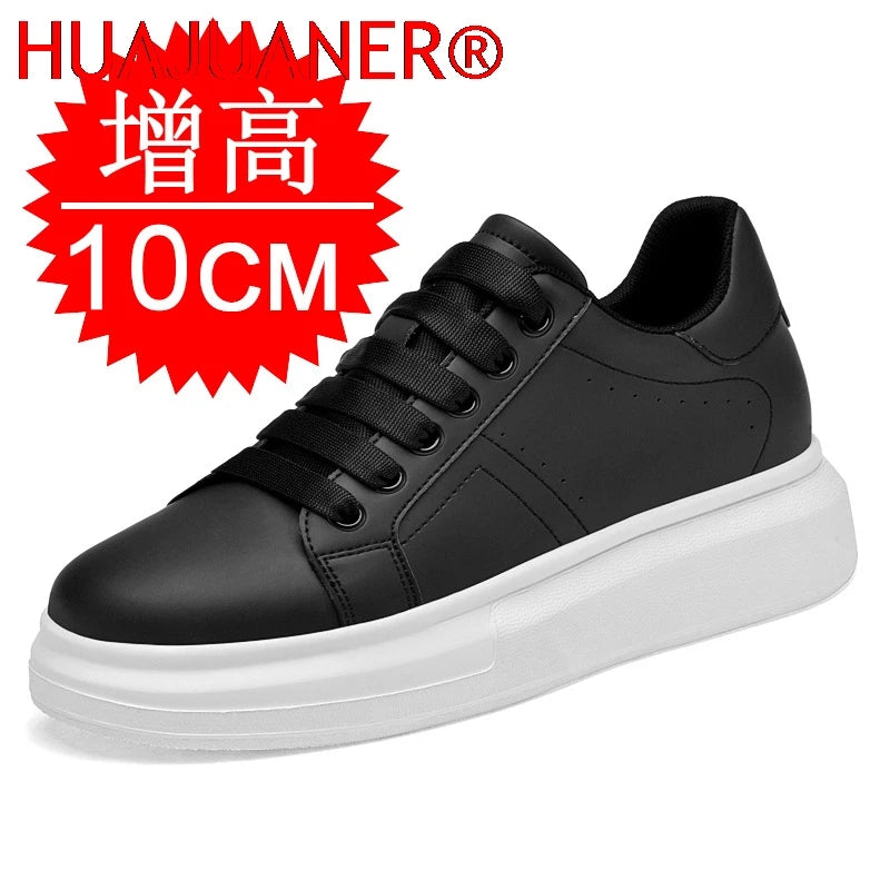 Men's Invisible Height Increasing Elevator Shoes Lace-up Sporty White Sneakers 6cm 8cm 10cm Taller Size Plus Invisible Elevate