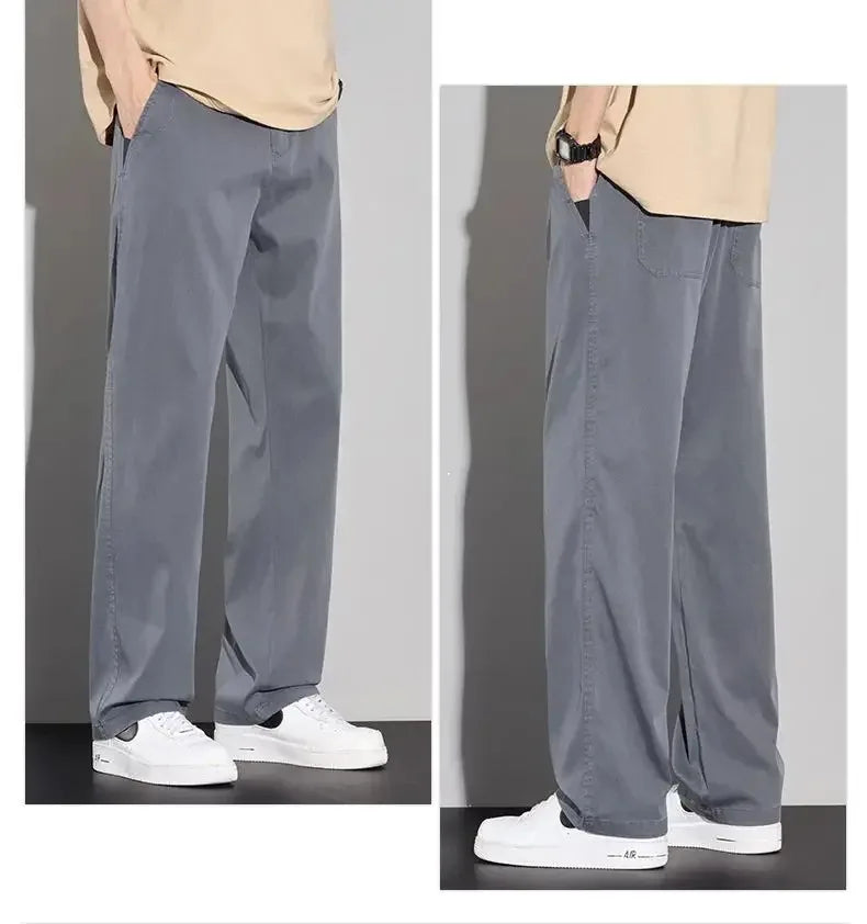 2026 Thin Summer New Men's Soft Lyocell Casual Pants Comfortable Fashion Solid Color Simple Male Trousers Brand Clothing