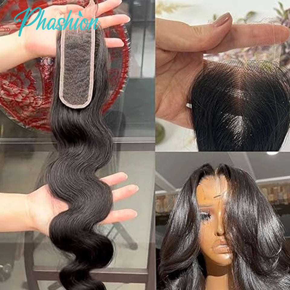Phashion Kim K 2x6 Swiss Real Hd Lace Closure Straight Body Wave Deep Middle Part Brazilian Remy 100% Human Hair For Black Women