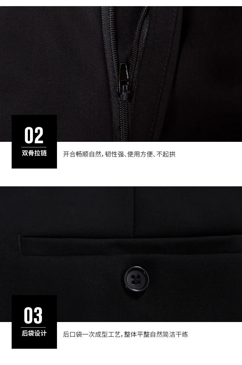 Men's Lapel Black Suit Set Coat Vest Trousers / Business Groomsmen Groom Wedding Dress Fprmal Blazer Pants