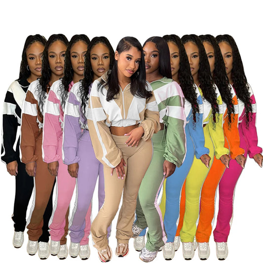 2025 Spring Two Piece Jogger Set Outwear Lounge Wear Trending Clothing Vendor Sports Pants Sets 2 Piece Tracksuit Women Sets