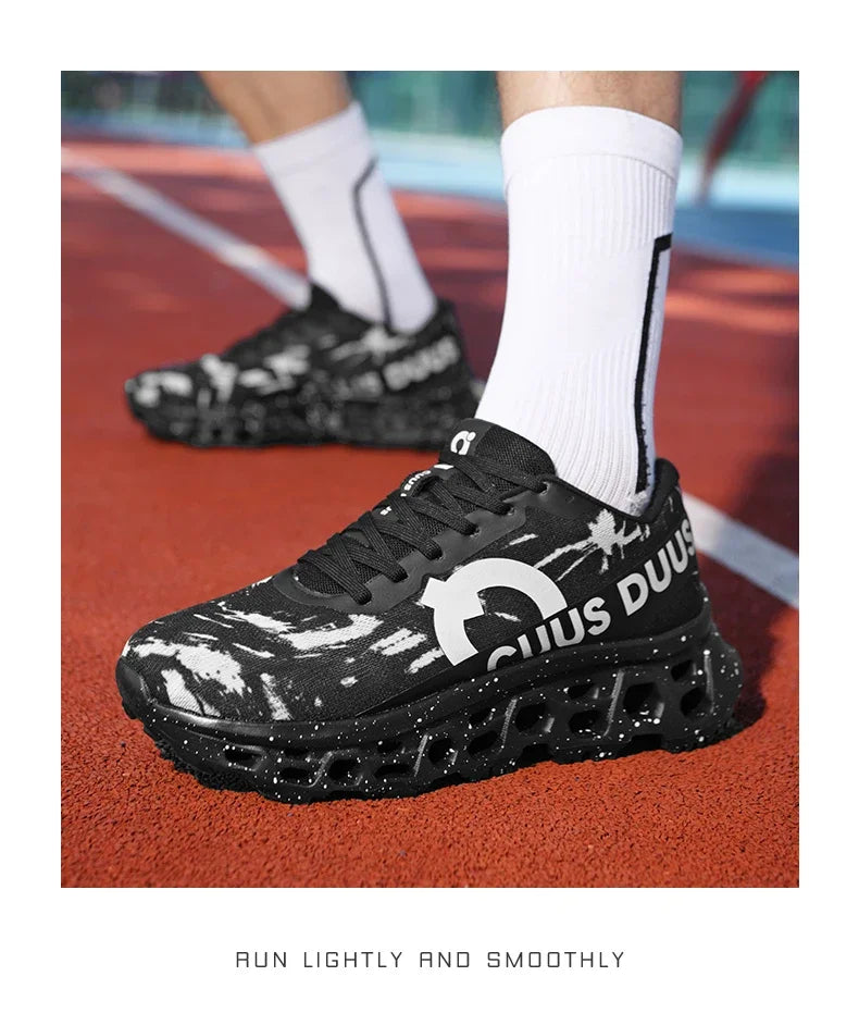Running Shoes for Men Women Hollow Perforated Cushion Shock Absorbing Outdoor Hiking Sneakers Casual Chunky Walking Trainers