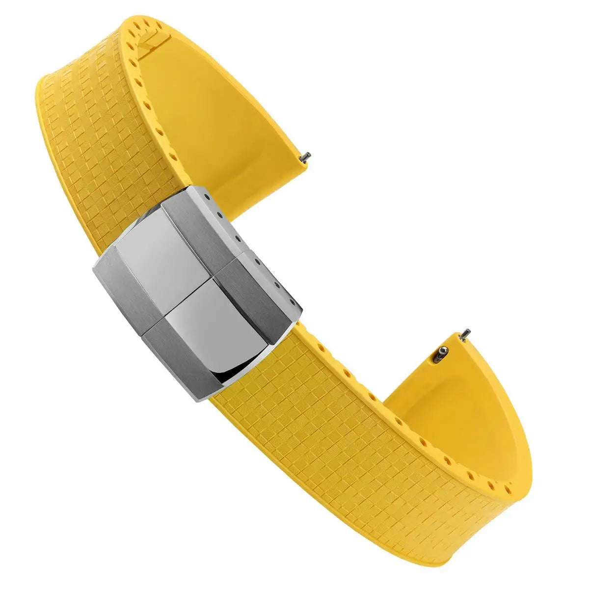 Cut to Size Fluoro Rubber Watch Strap 18/19/20/21/22mm Mosaic FKM Deployment Buckle Universal Flat End Replace Band Bracelet