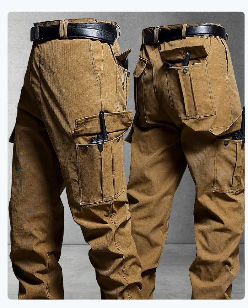 Water-Resistant Tactical Work Pants for Men Multiple Pockets Outdoor Military Fans Casual Pants Spring Autumn American Style