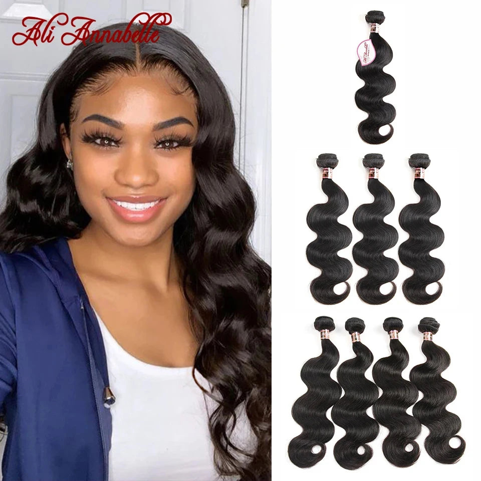 Body Wave Human Hair Bundles Peruvian Human Hair Weave Bundles 1/3/4 PCS Bundles Deal Ali Annabelle Hair Extensions 30 Inch