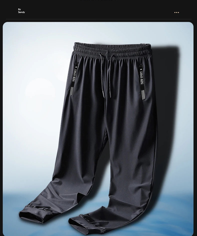 Summer Men Casual High end Ice Silk Pants Sports Pants Quick-Drying Men's Trousers Sweatpants Male Elastic Plus Size 8xl 7xl 6xl